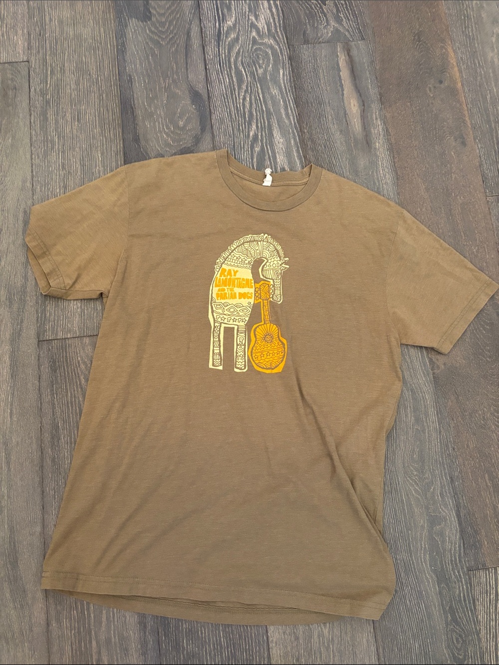 Ray Lamontagne tee  Short Sleeve Graphic Tee with Yellow Guitar Print